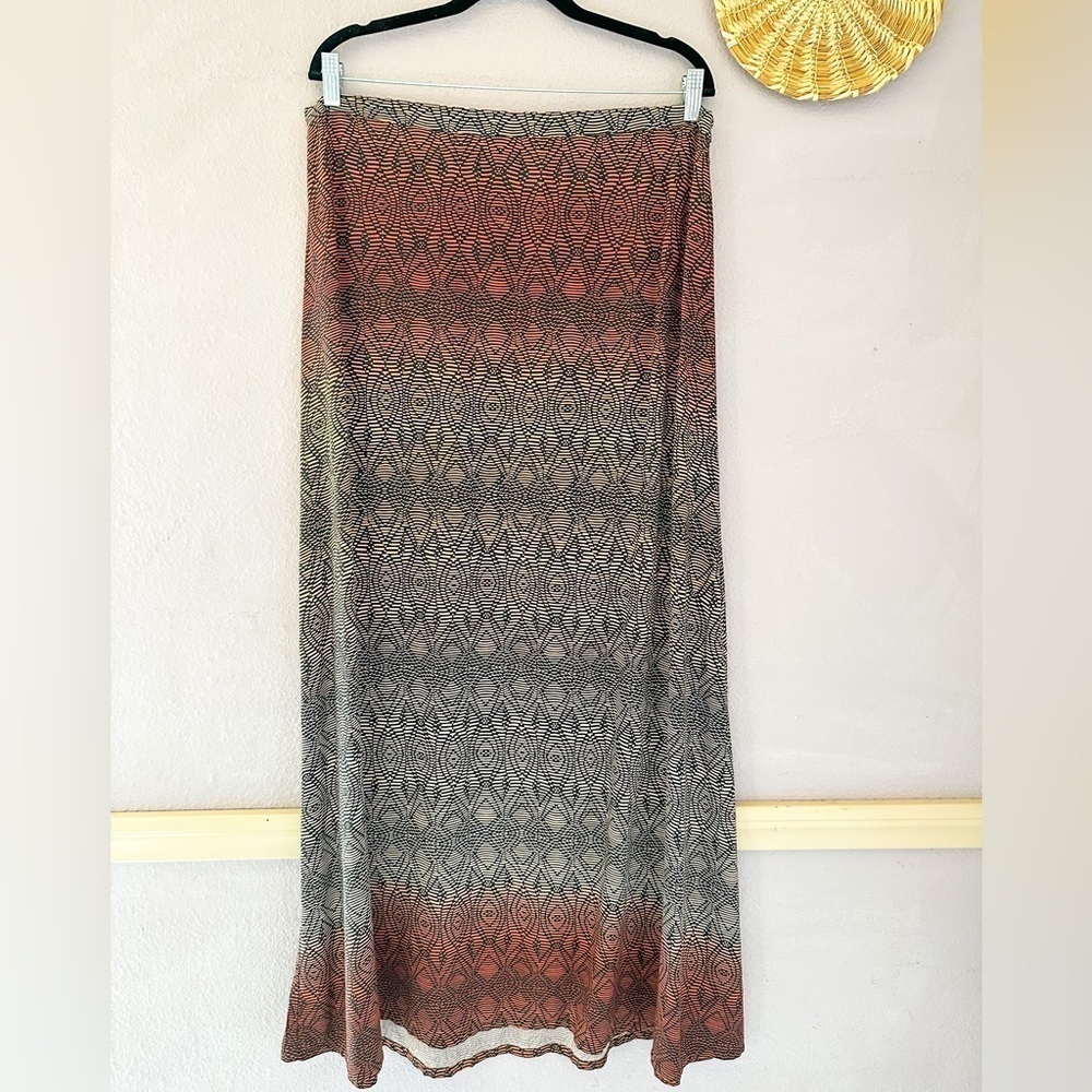 KENAR Ombre‎ Aztec Boho Print Maxi Skirt Women's Size Large